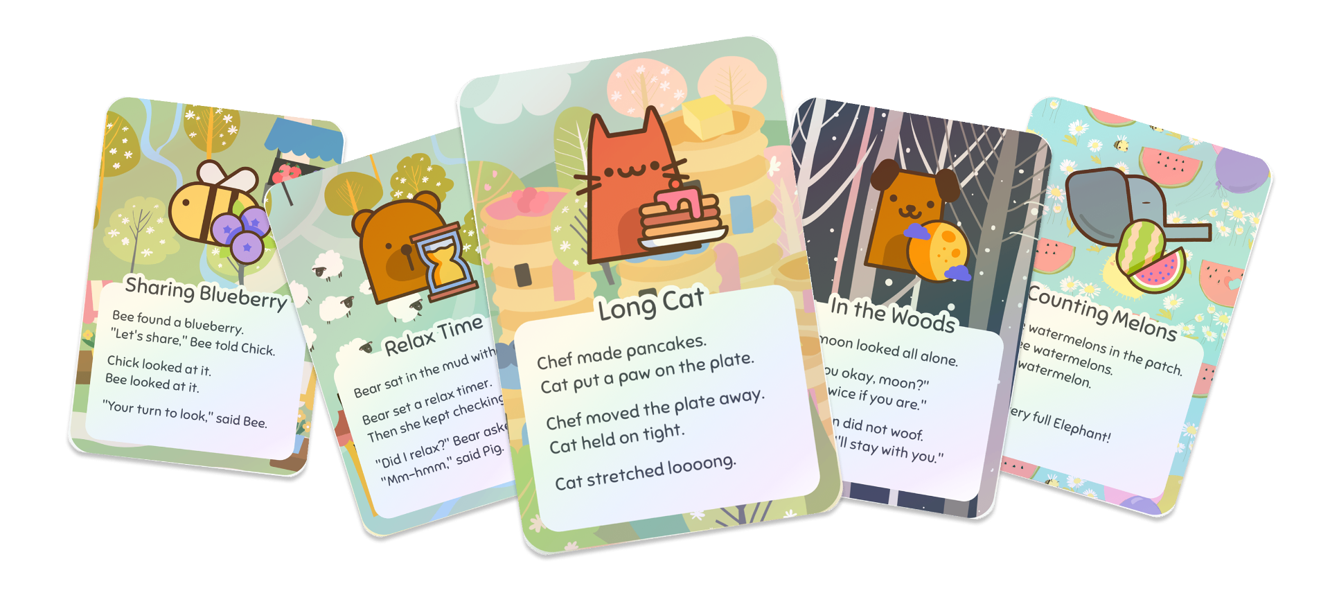 Story cards from the Little Animals Universe